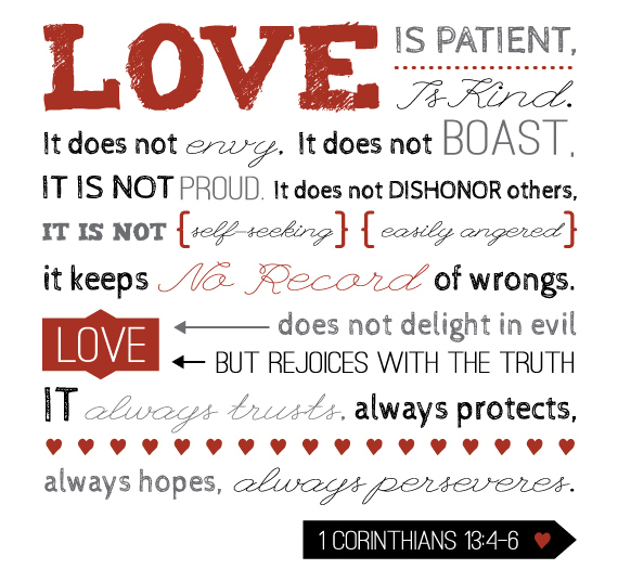 Definition of love from 1 Corinthians 13:4-7